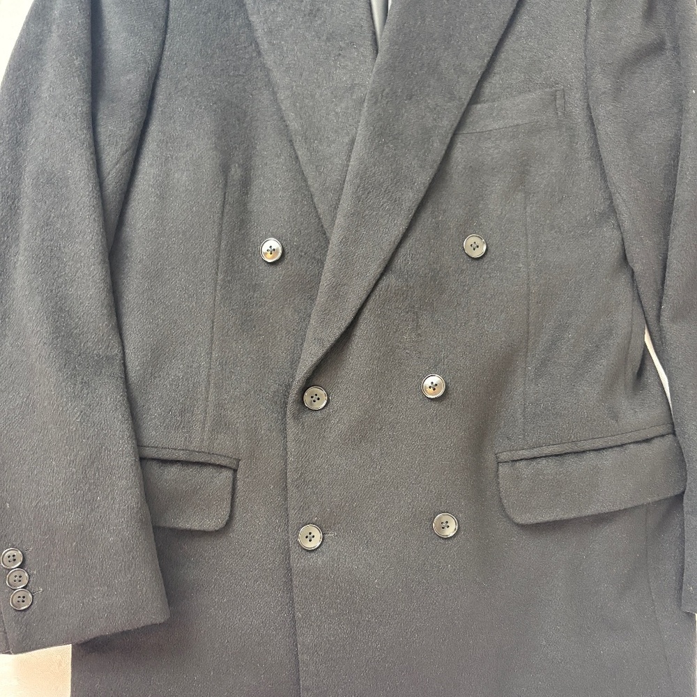 Vintage 1998 Savile Row 100% Pure Cashmere Black Sport Coat Blazer Double Breast